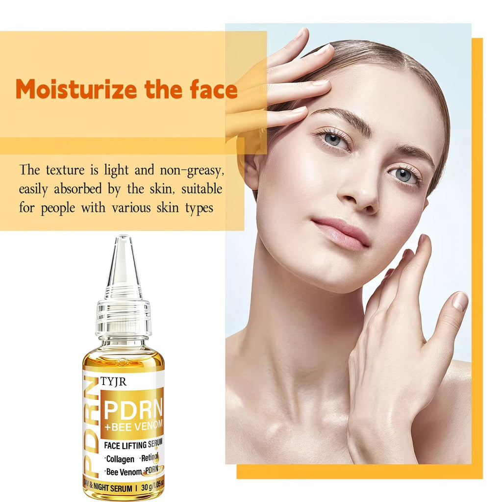 TYJR PDRN Bee Venom Face Serum 30g Day Night Moisturizing Firming Skin Care with Collagen Retinol Extracts