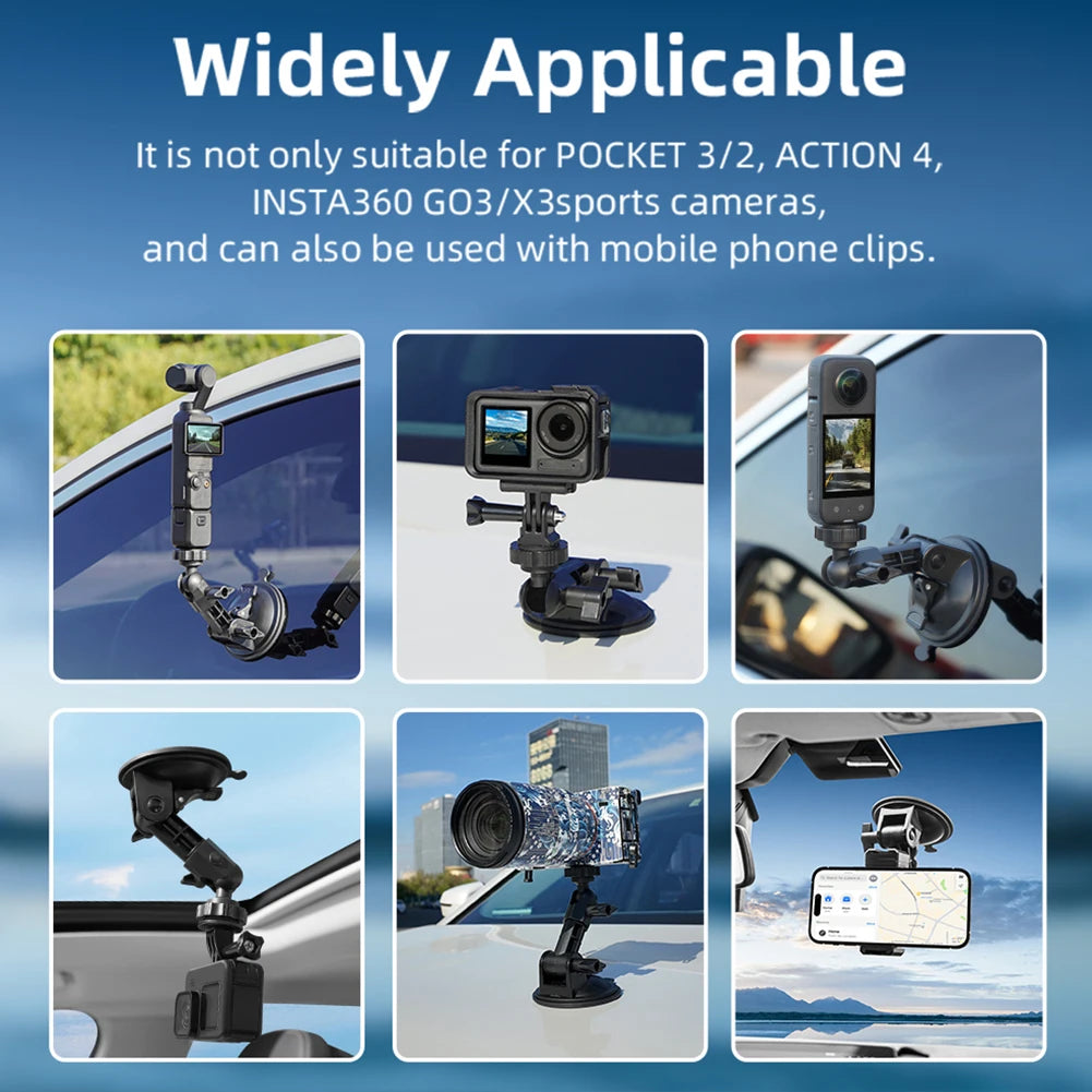 For DJI Osmo Pocket 3 Car Mount Adapter - Suction Cup Expansion Bracket Holder for GoPro Hero Insta360 Action Camera Accessories
