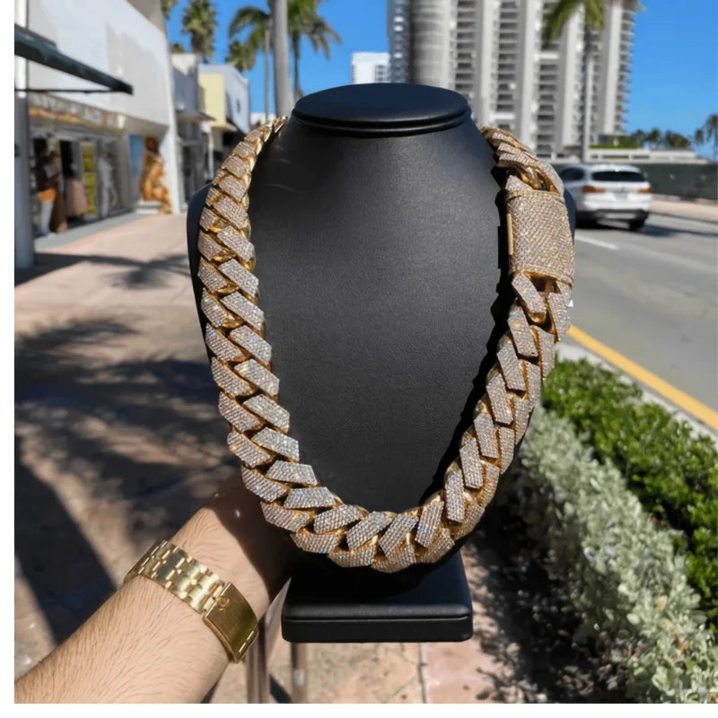 15mm Hip Hop Cubic Zircon CZ Iced Out Bubbles Cuban Link Chain Necklace For Men's Jewelry Birthday Gift