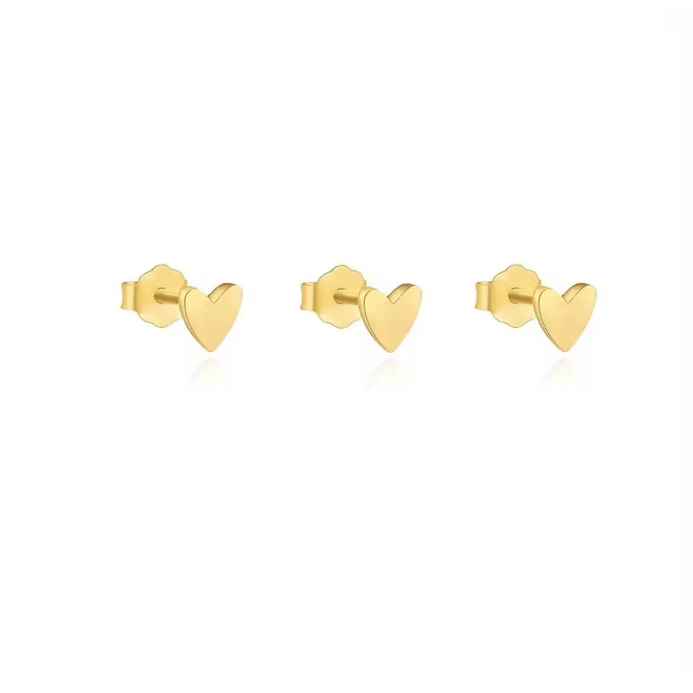 3Pcs Smooth Love Butterfly Back Stud Earrings For Women, 14K Gold Plated Heart Earrings Silver Color lMinimalist Jewelry Gift