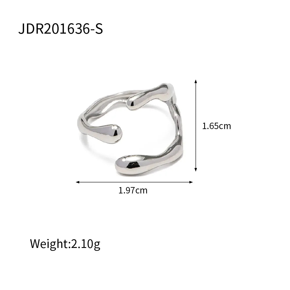 Uworld Fashion Stainless Steel Waterproof Open Ring Personality Charms PVD Real Gold 18K Plated Trendy Jewelry for Women