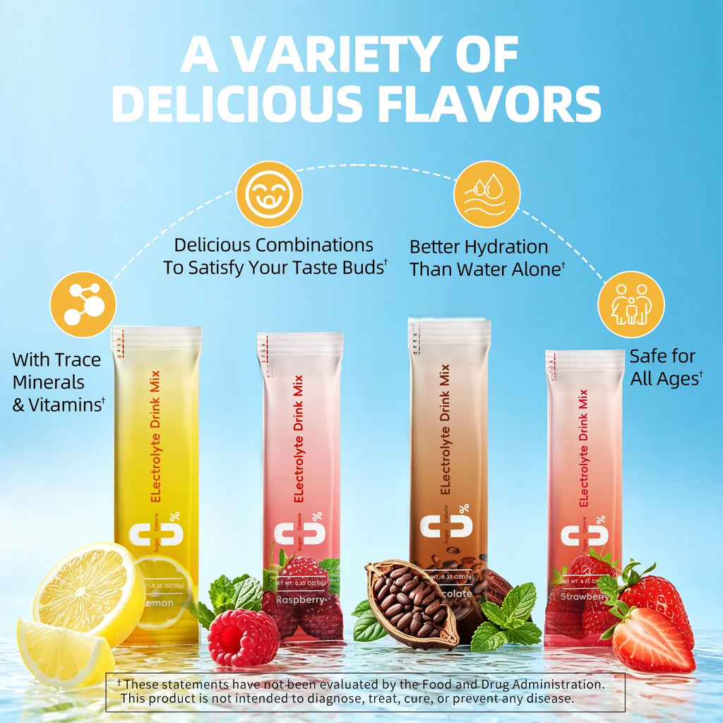 Electrolyte Powder Sugar Free & 0 Calories Mixture Electrolyte Drinks Quickly Hydrate Provide Endurance & Energy Support Non GMO