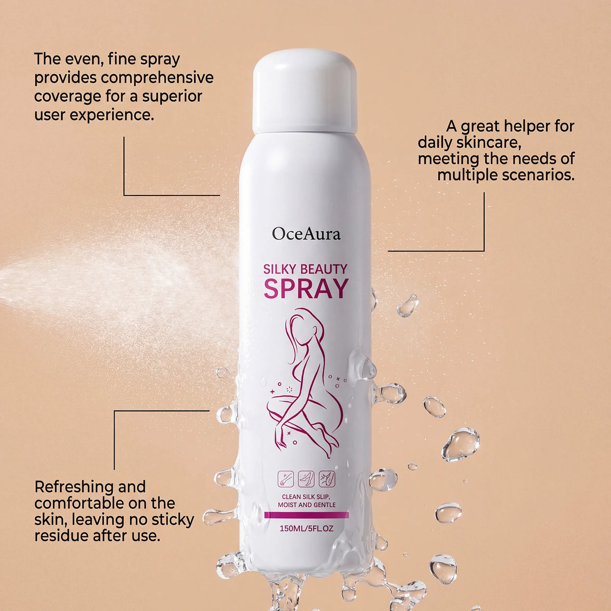 150ML Body Hair Remover Spray Gentle Formula Moisturizing Skin Enhance Smoothness Lightweight Soothing Discomfort Refreshing Non-stciky Hair Removal Spray