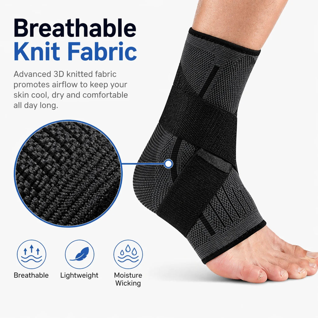 Ankle Support Brace with Adjustable Wrap Breathable Knit Compression Sleeve for Sports Workout Running Walking Fitness Daily Wea