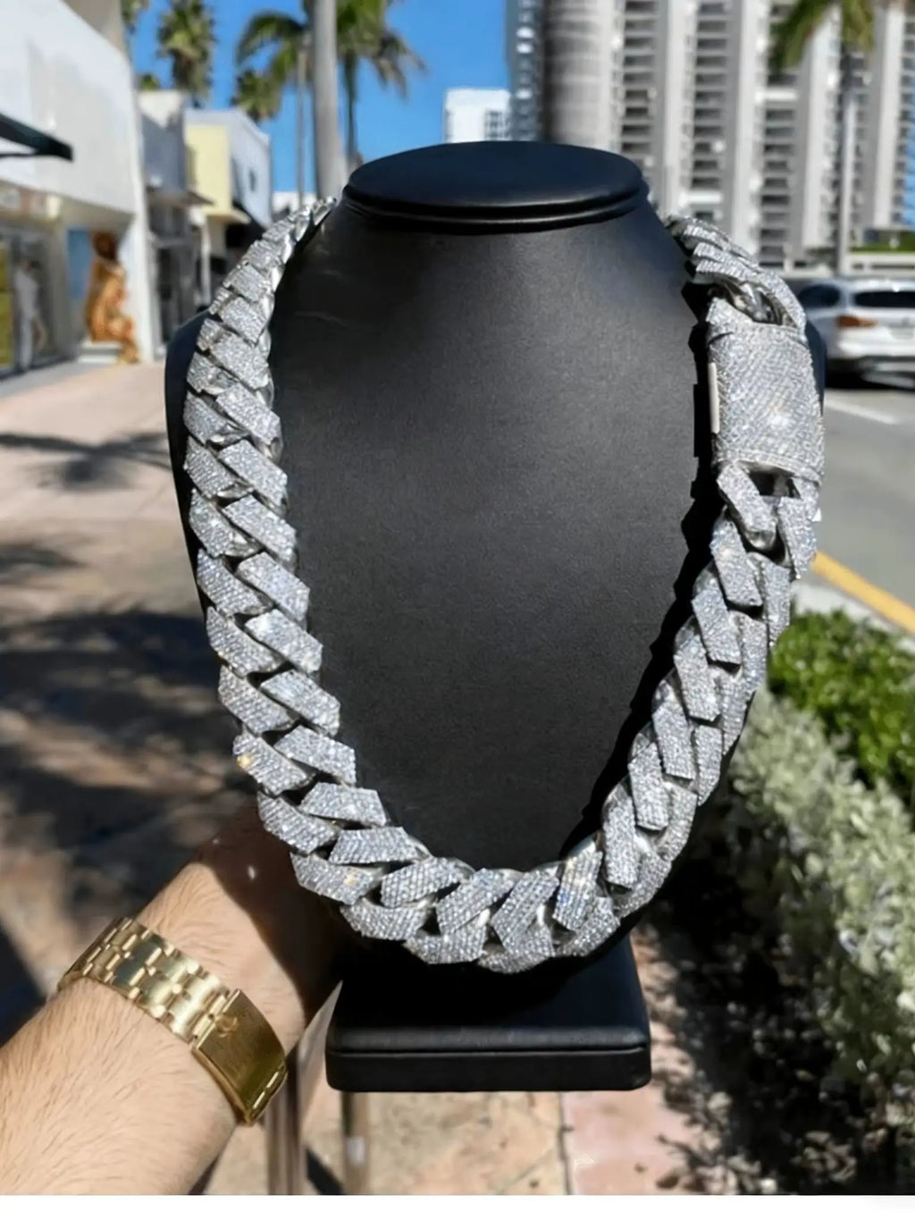 15mm Hip Hop Cubic Zircon CZ Iced Out Bubbles Cuban Link Chain Necklace For Men's Jewelry Birthday Gift