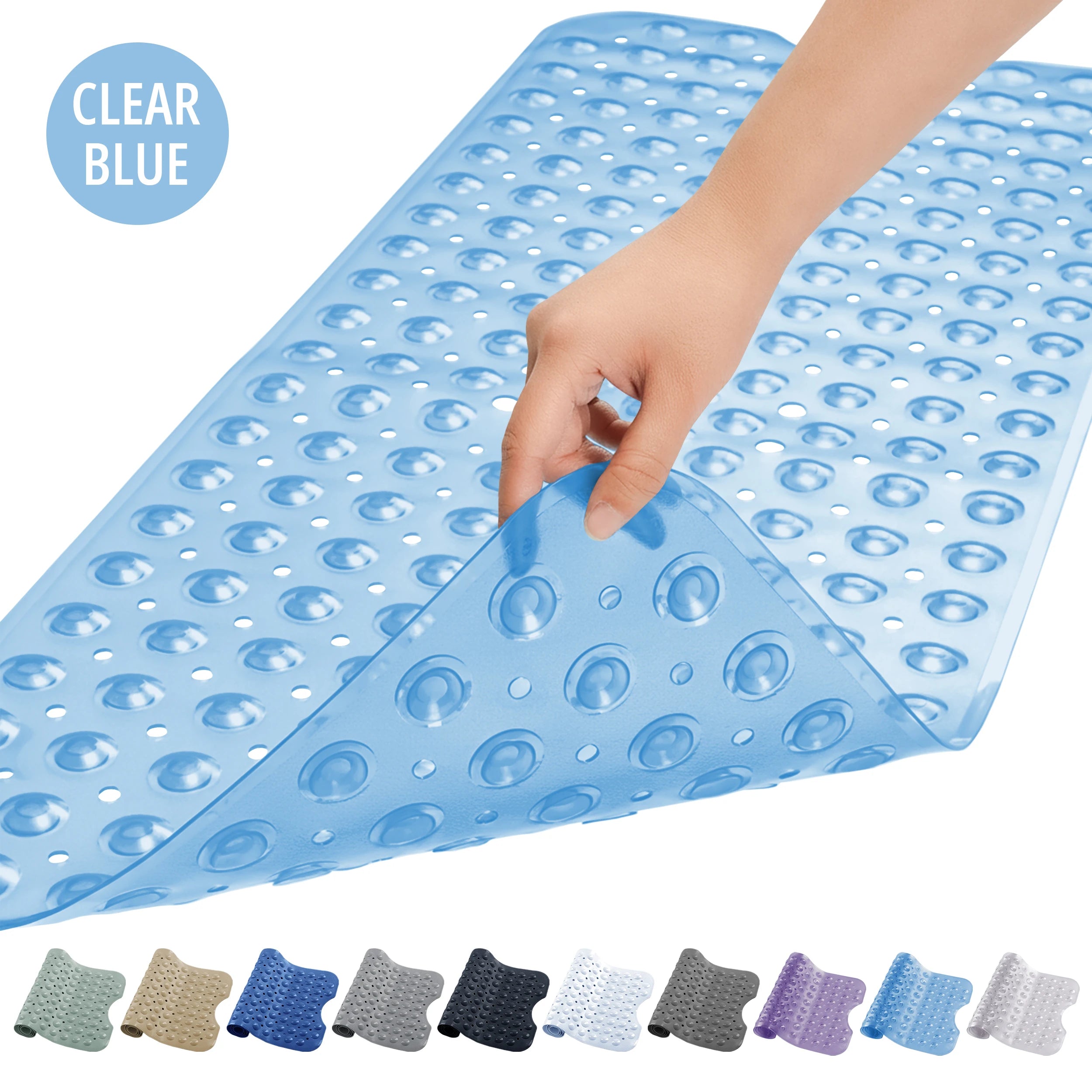 Lux Decor Collection Extra-Large 40x16" Bathtub Mat – Non-Slip Shower Mat with Suction Cups & Drain Hole-  Machine Washable Mat