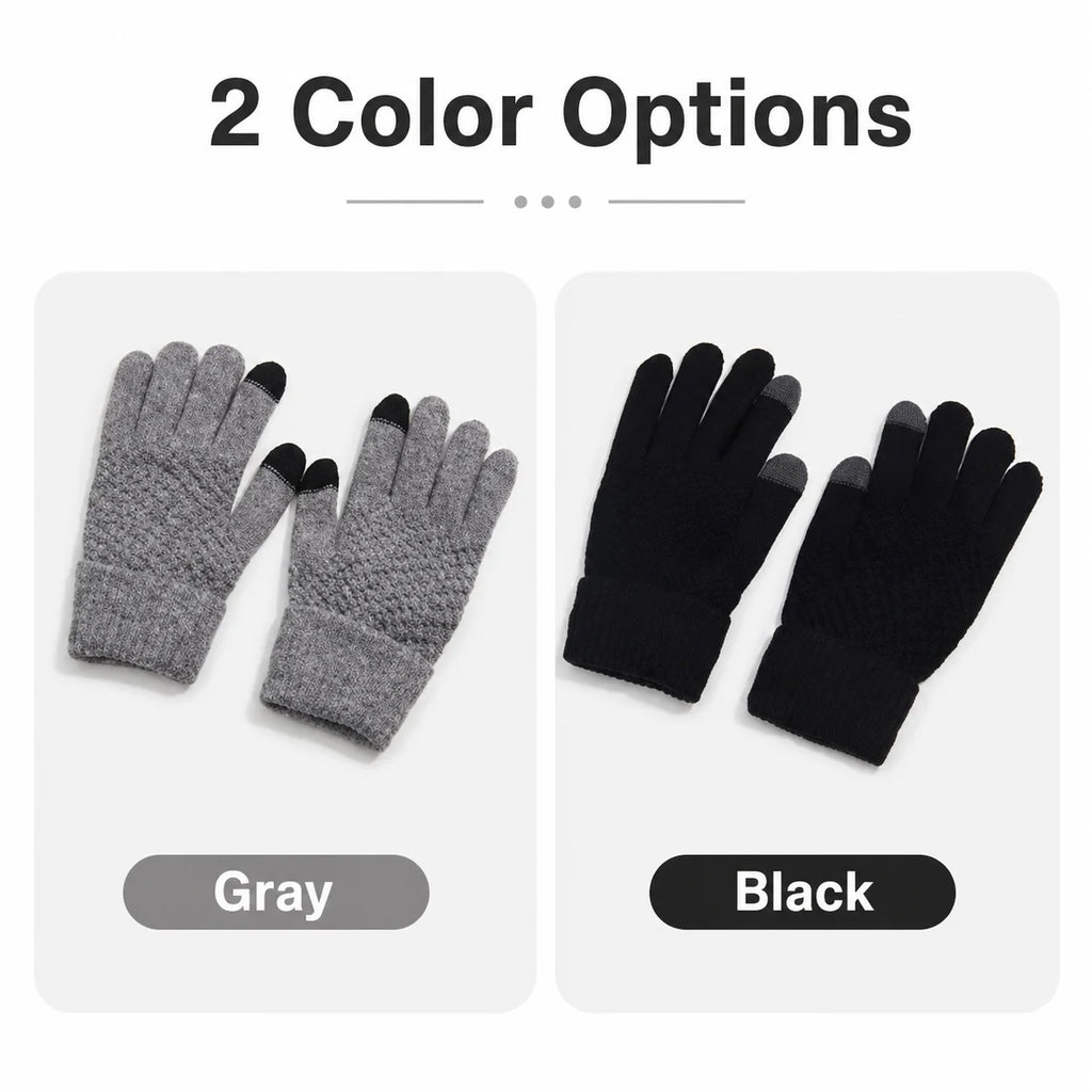 Knit Touchscreen Gloves for Women Men, Soft Warm Winter Gloves with Stretch Fit, Texting Fingertips for Daily Wear, Gray Black