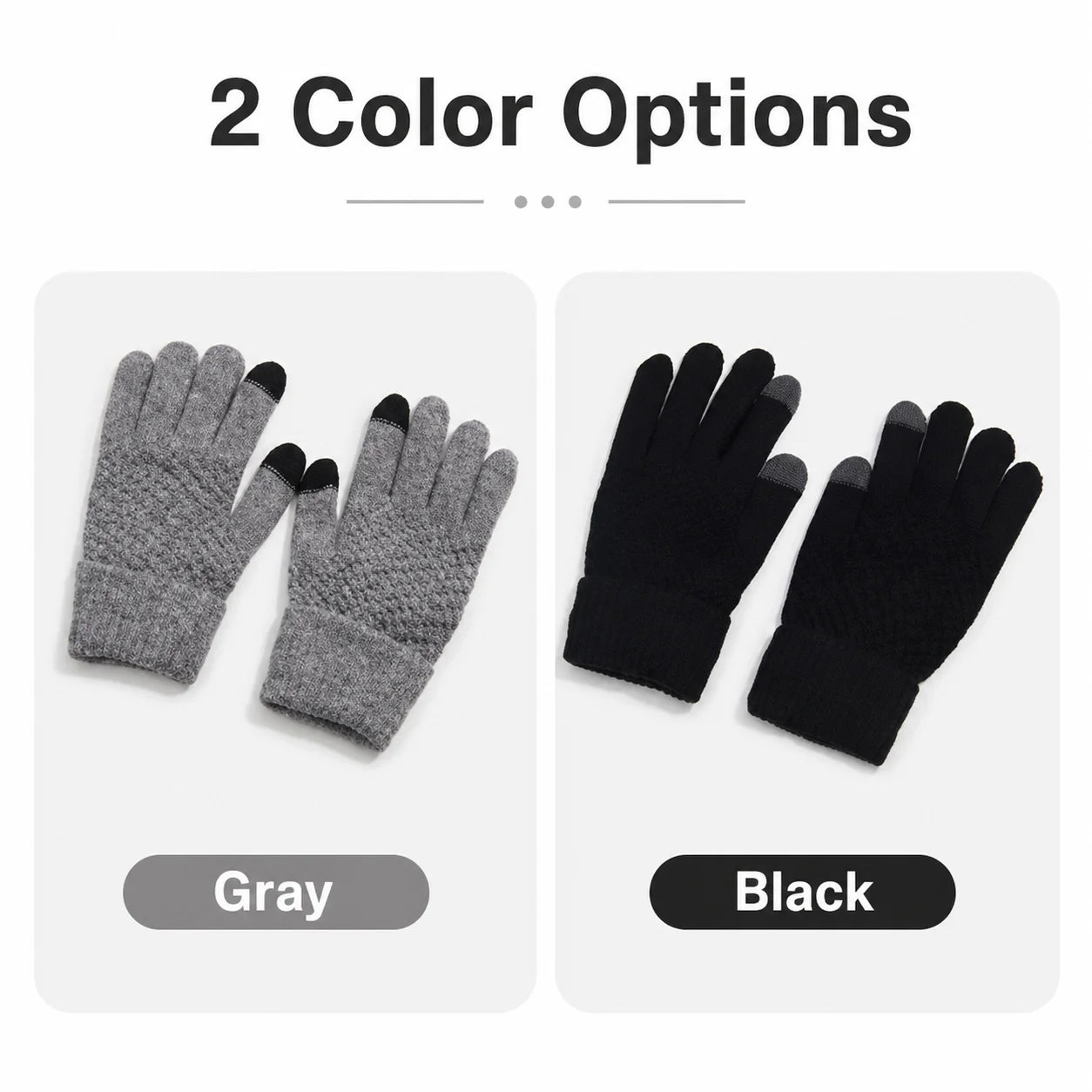 Knit Touchscreen Gloves for Women Men, Soft Warm Winter Gloves with Stretch Fit, Texting Fingertips for Daily Wear, Gray Black