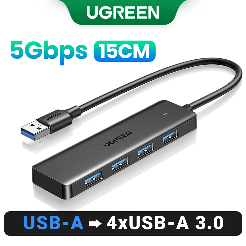 UGREEN USB 3.0 Hub 4 Ports  USB HUB Slim for Mouse Keyboard Compatible with MacBook Pro Air Laptop Desktop PC Xbox PS5 Splitter