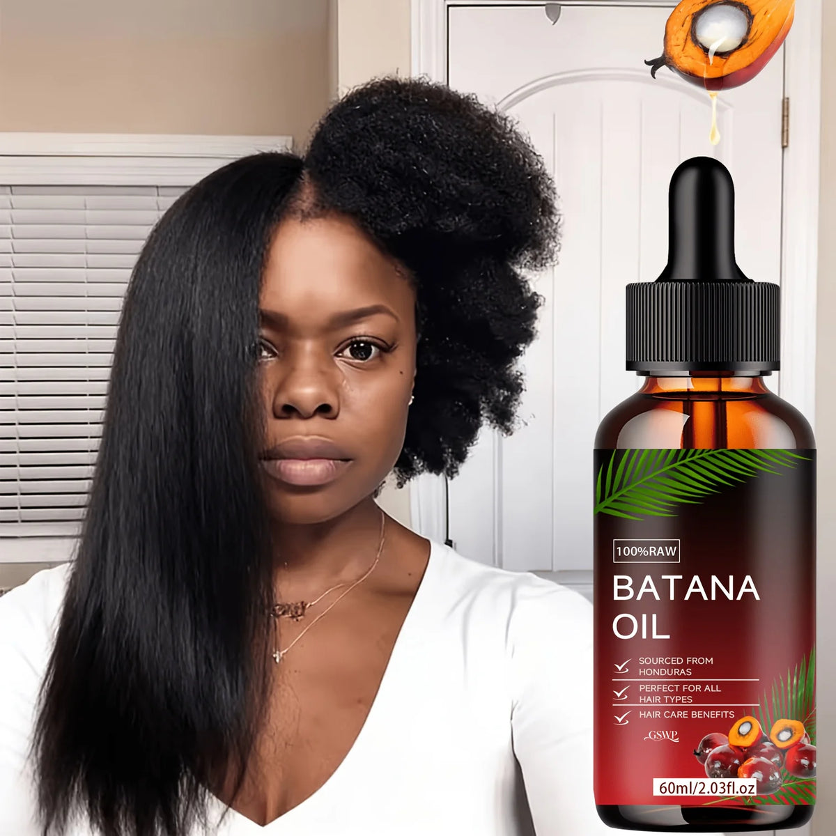 GSWP Batana Oil Hair Oil,Deep moisturizing,Making It Soft And Shiny，deep Conditioning & Strengthening.60ml/120ml
