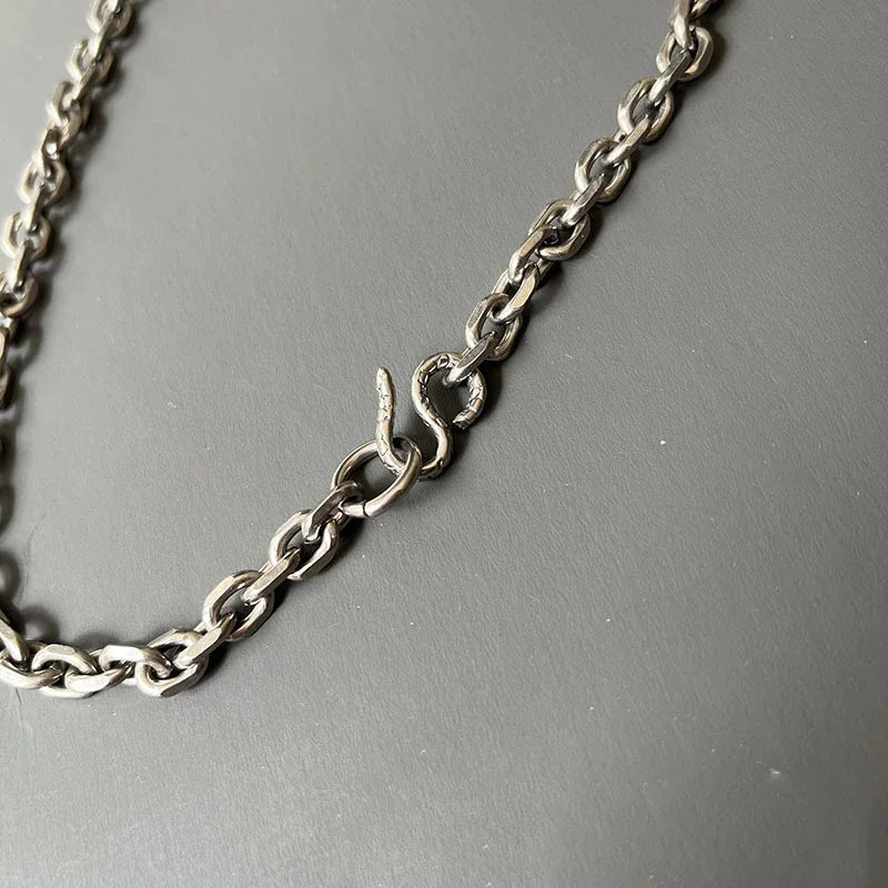 TA1 /Grade 1 Titanium 7mm Unisex O Shaped Chain Necklace Surface Cut Angle Chain Necklaces for Men & Women Gifts