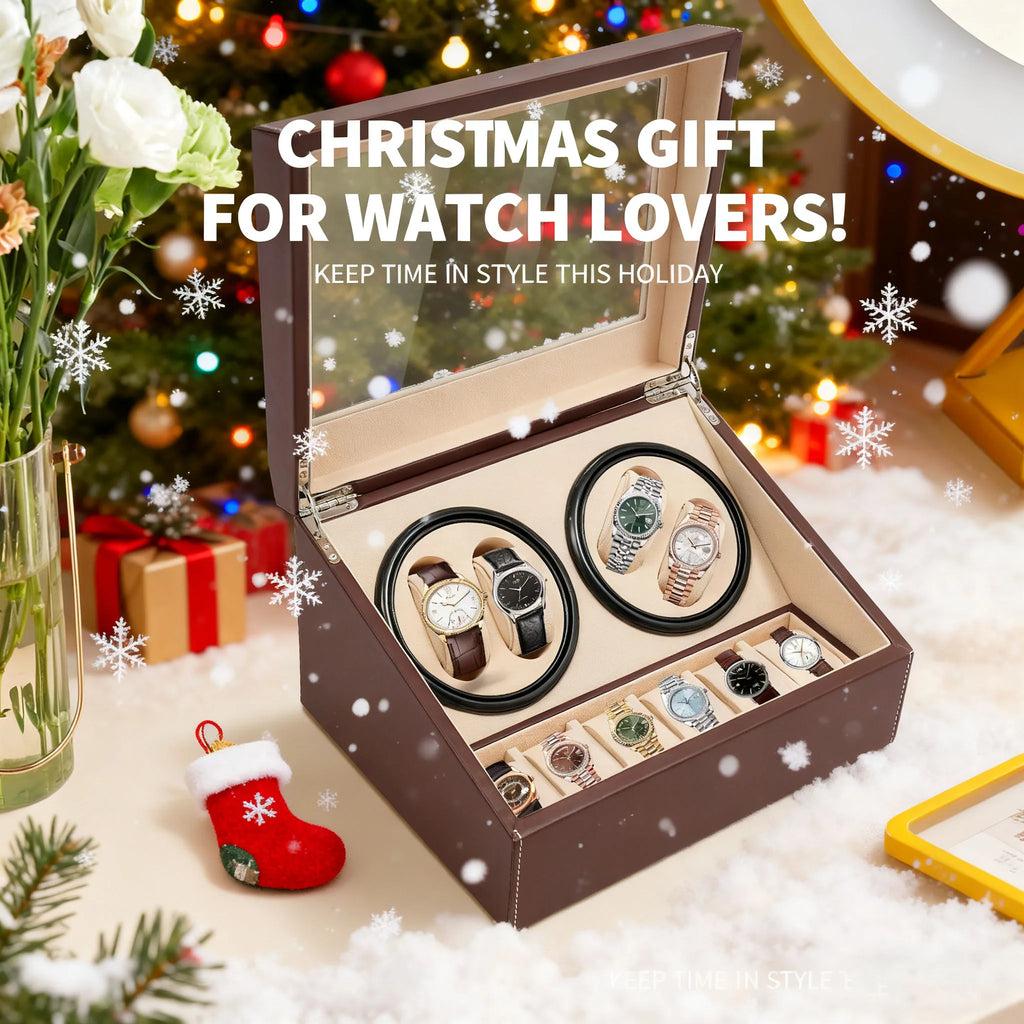 4+6 Watch Winder Automatic Watches Shaker PU Leather Mechanical Watch Box Watch Jewelry Display Box Storage Case For Gift Father’s Day Gifts