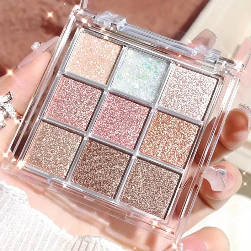 Nine-Color Eyeshadow Palette With Pearl, Fine Sparkle, Layerable Shimmer, Bright Glitter And Vibrant Colors New For Unisex