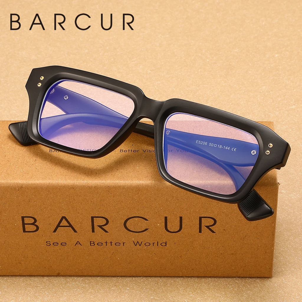 BARCUR Retro Business Style Anti Blue Light Glasses With Square Frames That Are Not Easily Deformed. Comfortable And Fashionable Accessories For Daily Study And Office Wear
