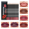 12 Colors Lip Liner Pen Set Fashion Black Rod Waterproof Non-stick Cup Easy To Color Lipstick Pen Makeu