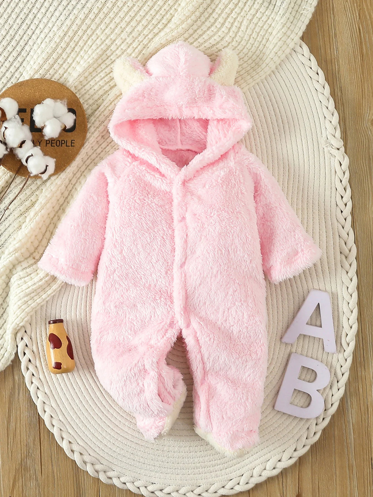 Newborn Baby Rompers Spring Autumn Warm Fleece Baby Boys Costume Baby Girls Clothing Animal Baby Pajamas Hooded Jumpsuits 0-1Y