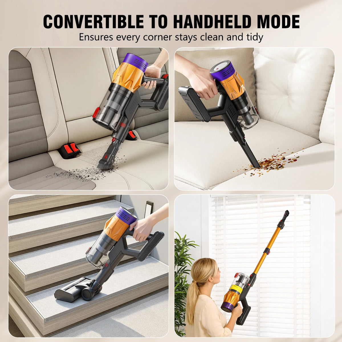 Blossom V18 Cordless Vacuum Cleaner, 550W 45KPA 55Mins Cordless Stick Vacuum Cleaner with Touch Screen, 6 Lbs Very Lightweight