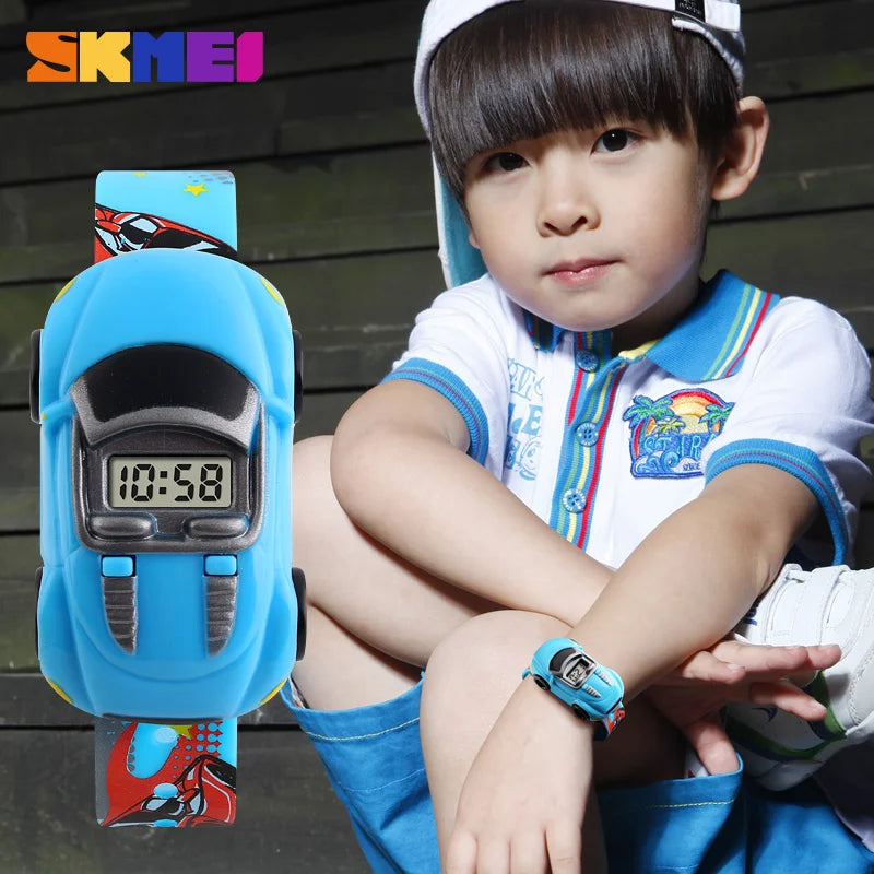 SKMEI Colorful Creative Cartoon Fun Car Mode Children Watches Date Time Clock Wristwatch For Boys Girls Birthday New Year Gift