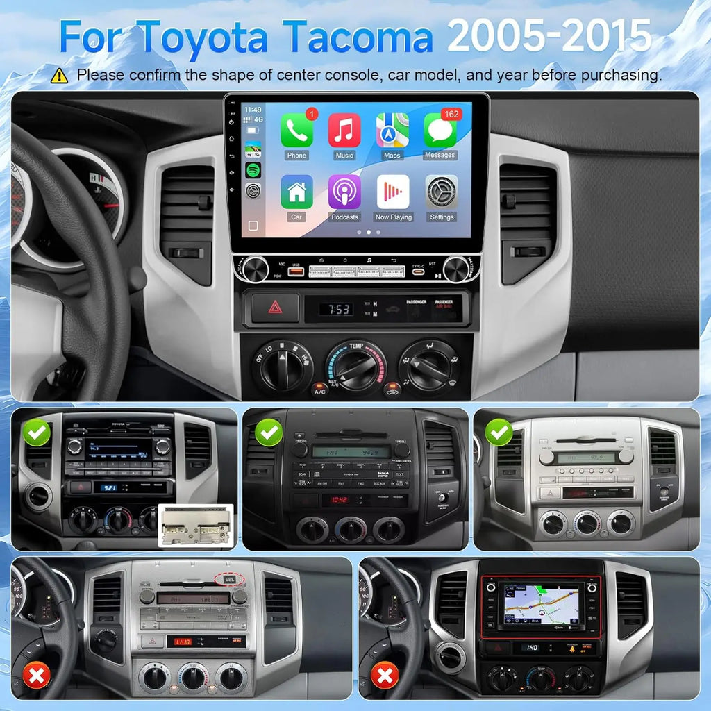 4G+64G Android 13 Car Stereo for Toyota Tacoma 2005 to 2015 Radio with Carplay Android Auto, 10.1" Dual Knobs Keybutton Screen for Tacoma Head Unit/GPS/FM RDS/EQ/DSP/Backup Camera