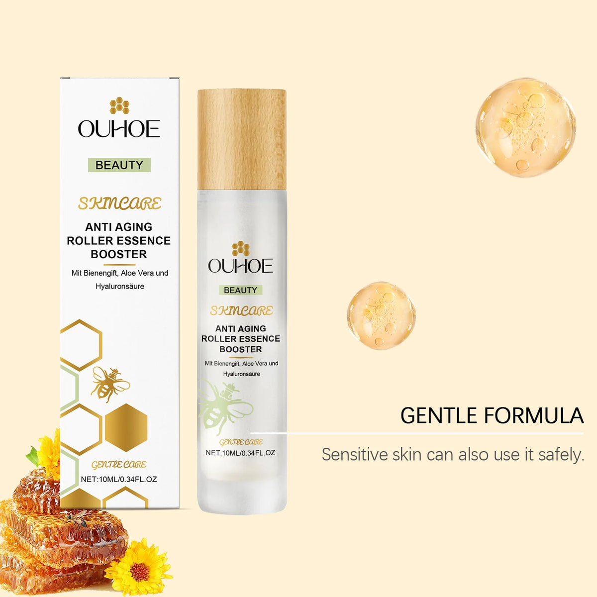 Ouhoe Anti Aging Roller Essence Night Repair Serum Firming Fade Fine Lines Moisturizing Brighten Roll On Facial Skin Care