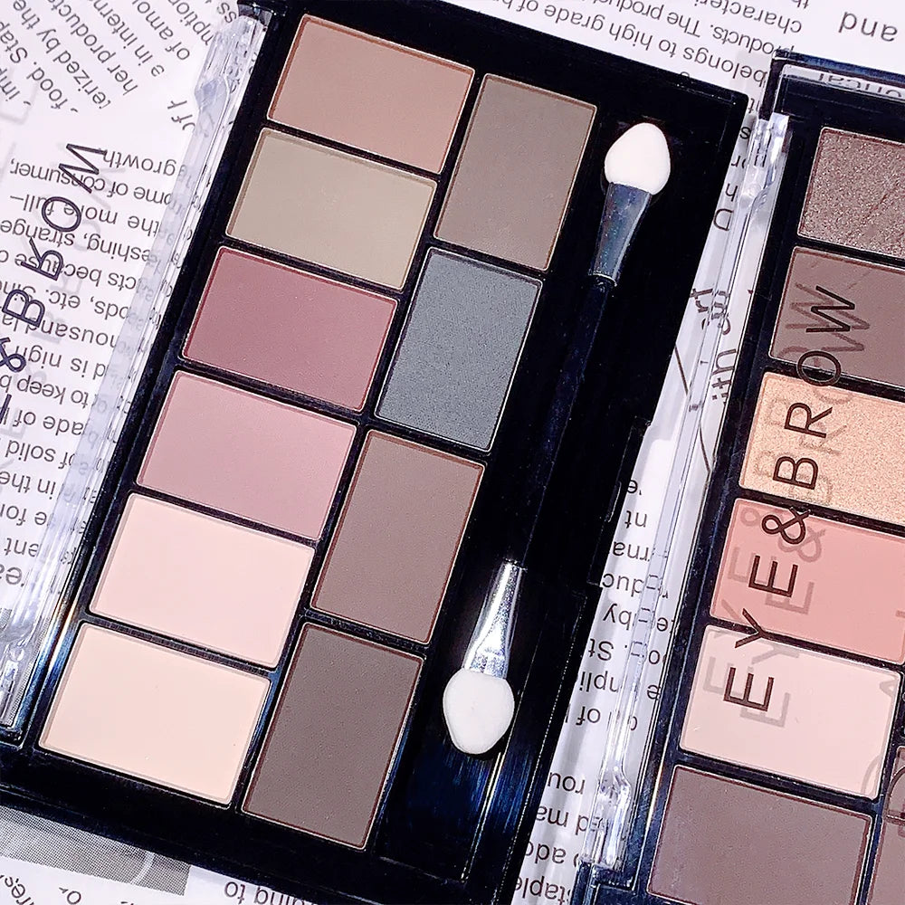 10-Color Eyeshadow Palette Pearlescent Matte Fine Shimmer Earth Tones Long-Lasting & Fall-Out Resistant Highly Pigmented Unisex