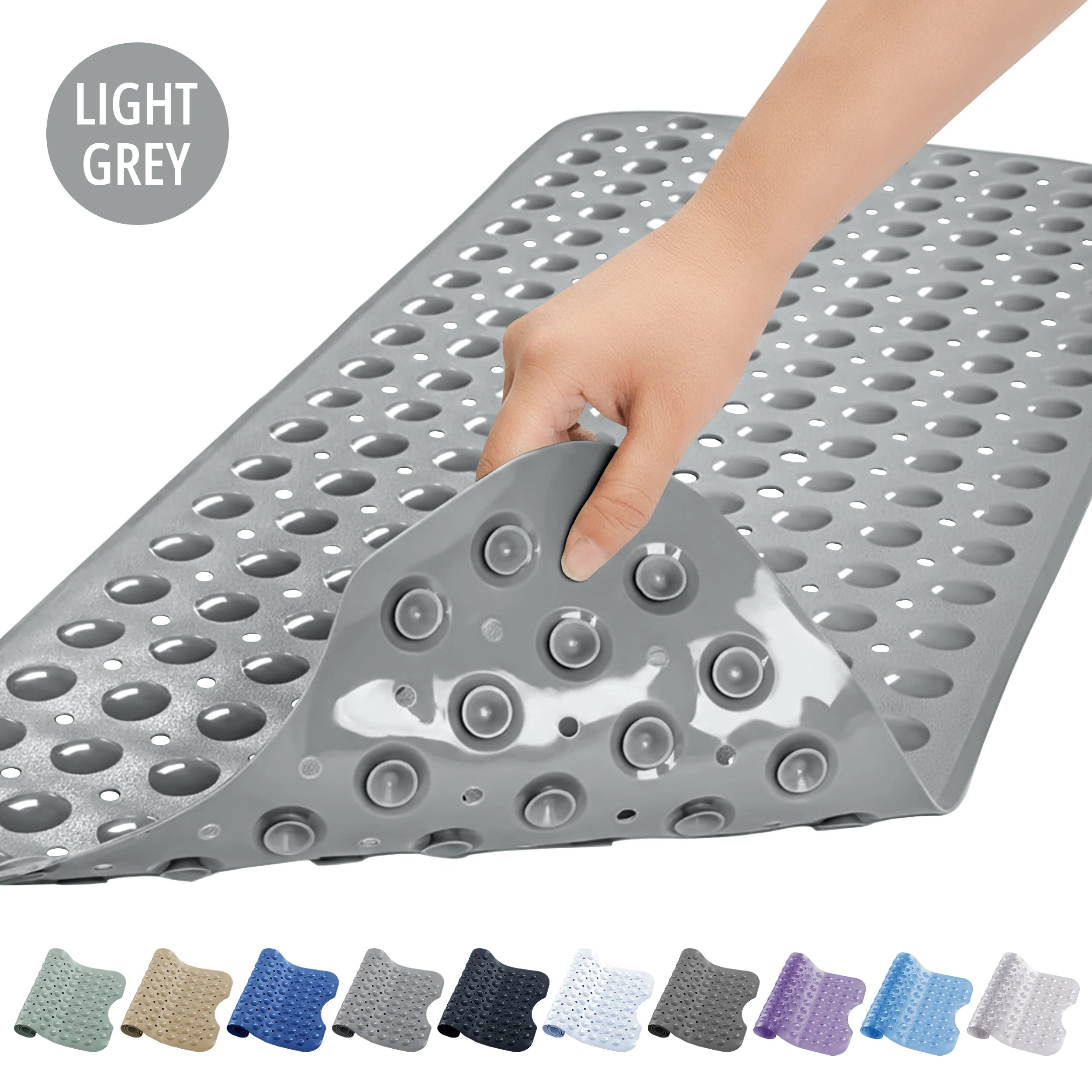 Lux Decor Collection Extra-Large 40x16" Bathtub Mat – Non-Slip Shower Mat with Suction Cups & Drain Hole-  Machine Washable Mat
