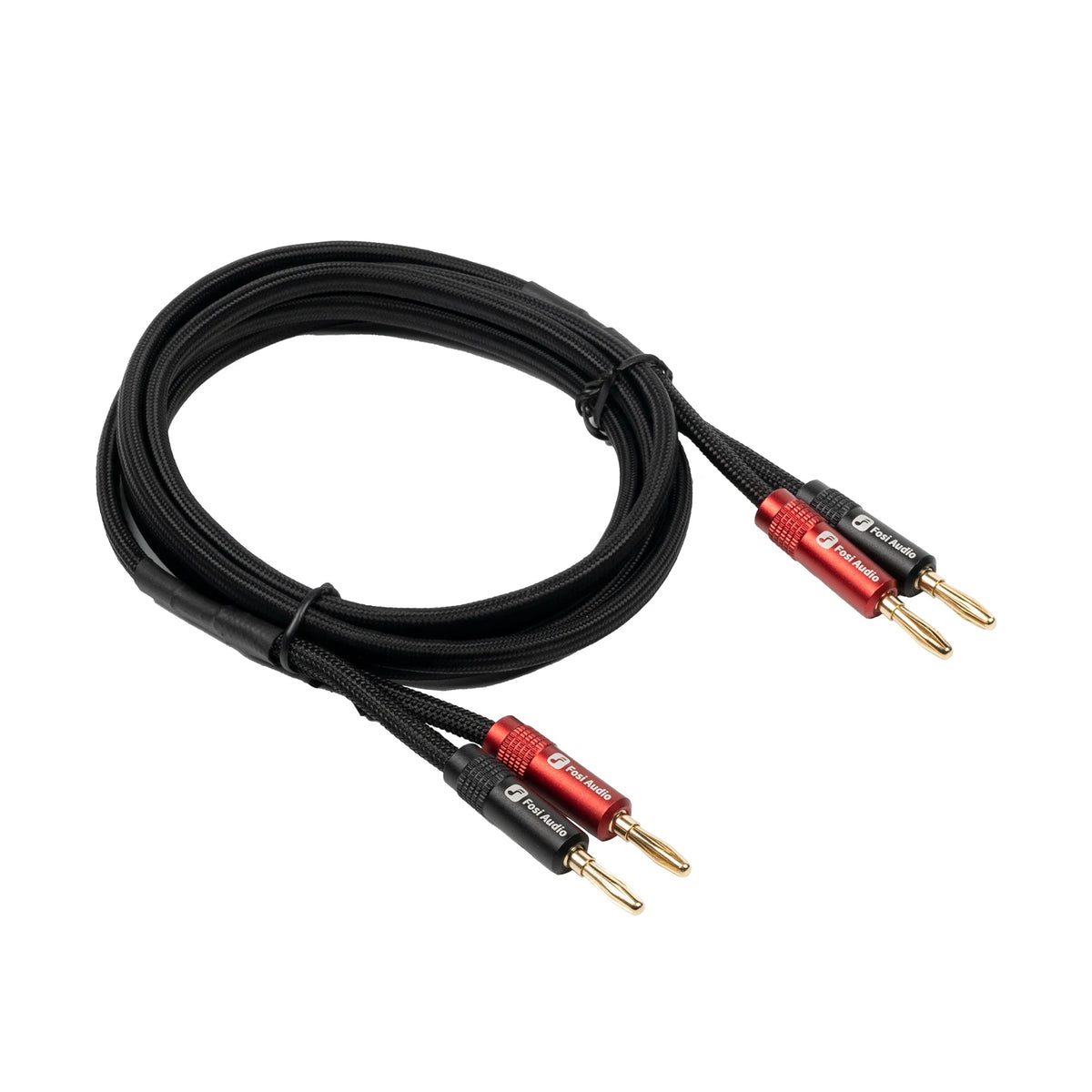 Fosi Audio Brand Nylon Braided Hi-Fi Speaker Cable Wire with Gold-Plated Banana Tip Plugs - 1.8m*2/0.3m*2