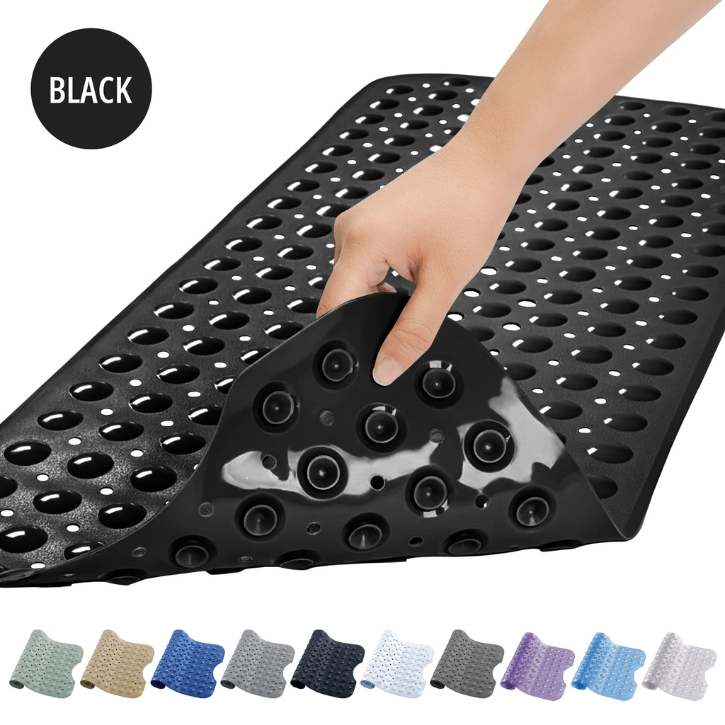 Lux Decor Collection Extra-Large 40x16" Bathtub Mat – Non-Slip Shower Mat with Suction Cups & Drain Hole-  Machine Washable Mat