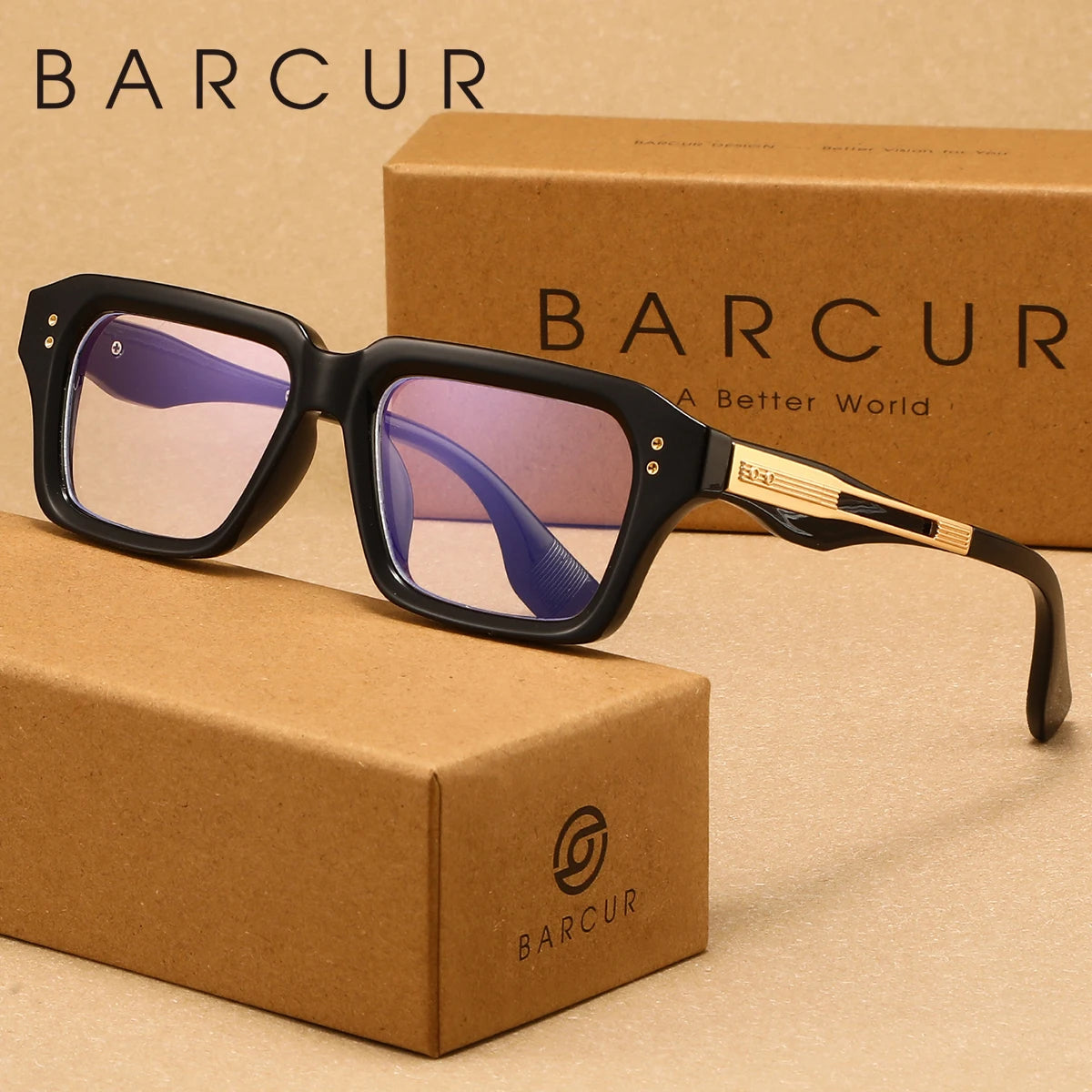 BARCUR Retro Business Style Anti Blue Light Glasses With Square Frames That Are Not Easily Deformed. Comfortable And Fashionable Accessories For Daily Study And Office Wear