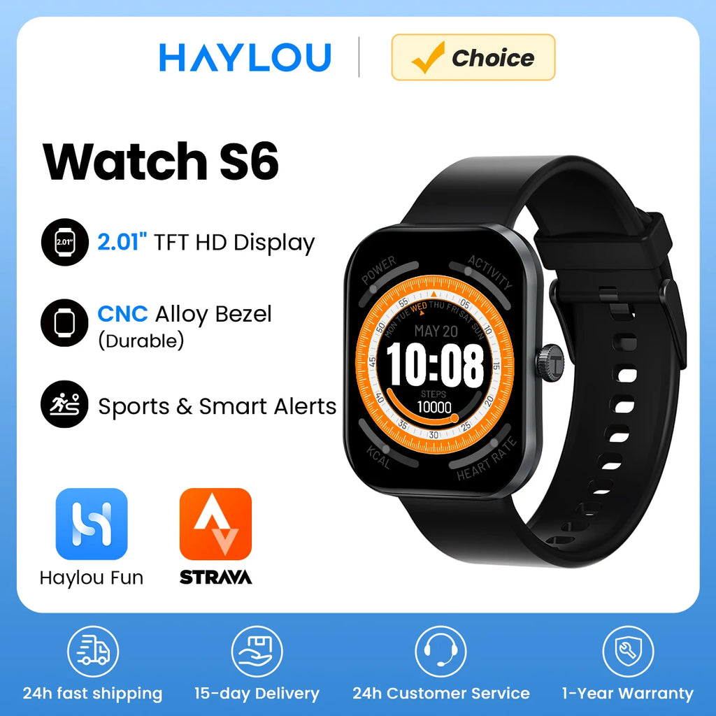 HAYLOU Watch S6 Voice Calling Smart Watch Men Health Monitoring IP68 Waterproof Smart Notifications Voice Assistant Smartwatch