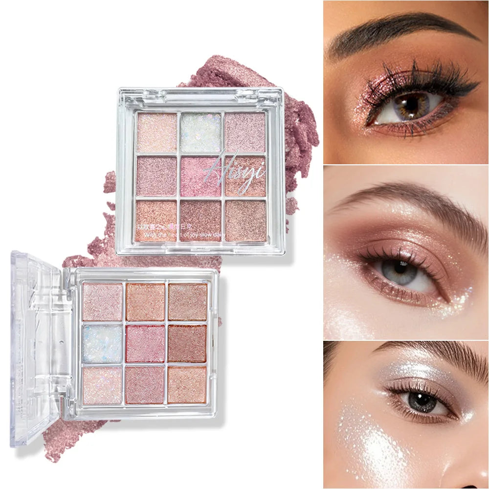 Nine-Color Eyeshadow Palette With Pearl, Fine Sparkle, Layerable Shimmer, Bright Glitter And Vibrant Colors New For Unisex