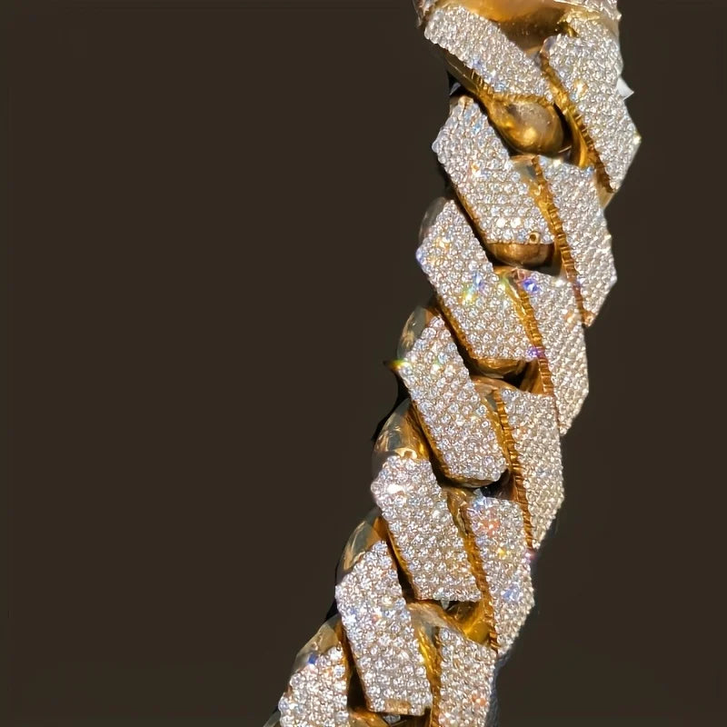 15mm Hip Hop Cubic Zircon CZ Iced Out Bubbles Cuban Link Chain Necklace For Men's Jewelry Birthday Gift