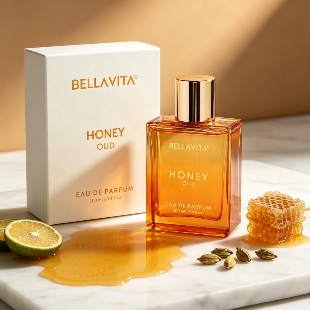 BELLAVITA LUXURY HONEY OUD light essence spray 3.4 oz 100 ml, sweet honey ebony top note honey+saffron middle note ebony+rose, lasting 6-8 hours, a warm choice for daily work/dating