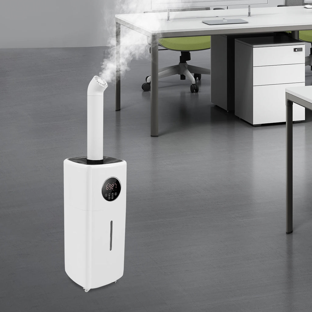 21L Large Humidifier, Commercial Humidifier, Humidifiers for Large Room, Cool Mist Top Fill Humidifier with 3 Mist Levels, Dual 360° Nozzles, Wheels & Remote Control
