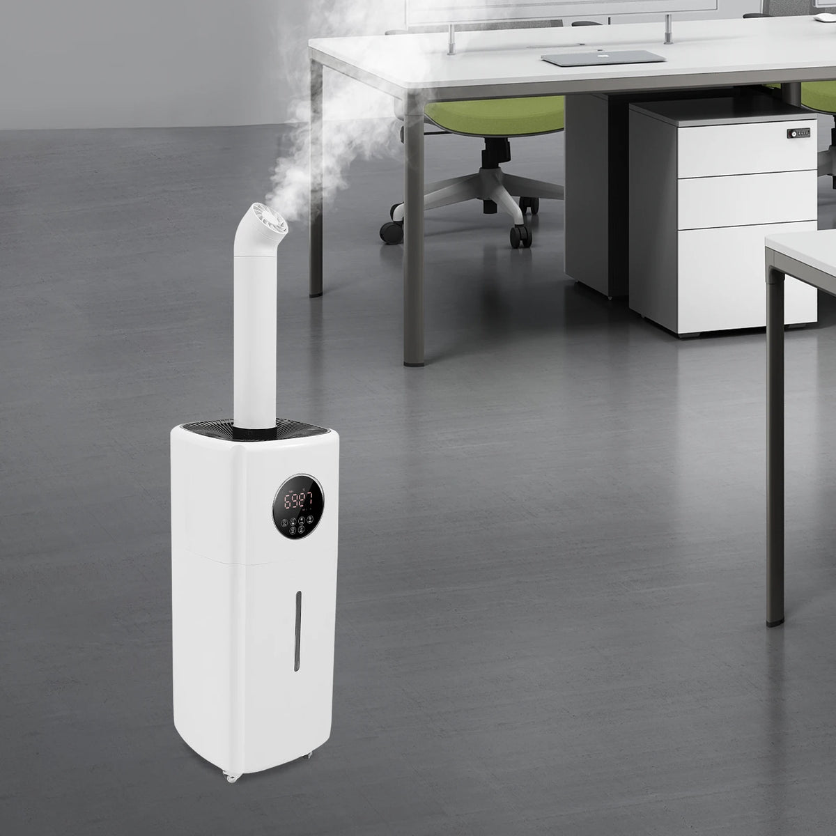 21L Large Humidifier, Commercial Humidifier, Humidifiers for Large Room, Cool Mist Top Fill Humidifier with 3 Mist Levels, Dual 360° Nozzles, Wheels & Remote Control