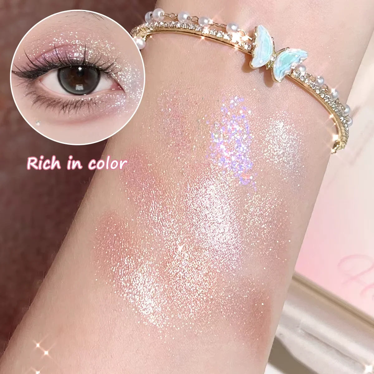 Nine-Color Eyeshadow Palette With Pearl, Fine Sparkle, Layerable Shimmer, Bright Glitter And Vibrant Colors New For Unisex