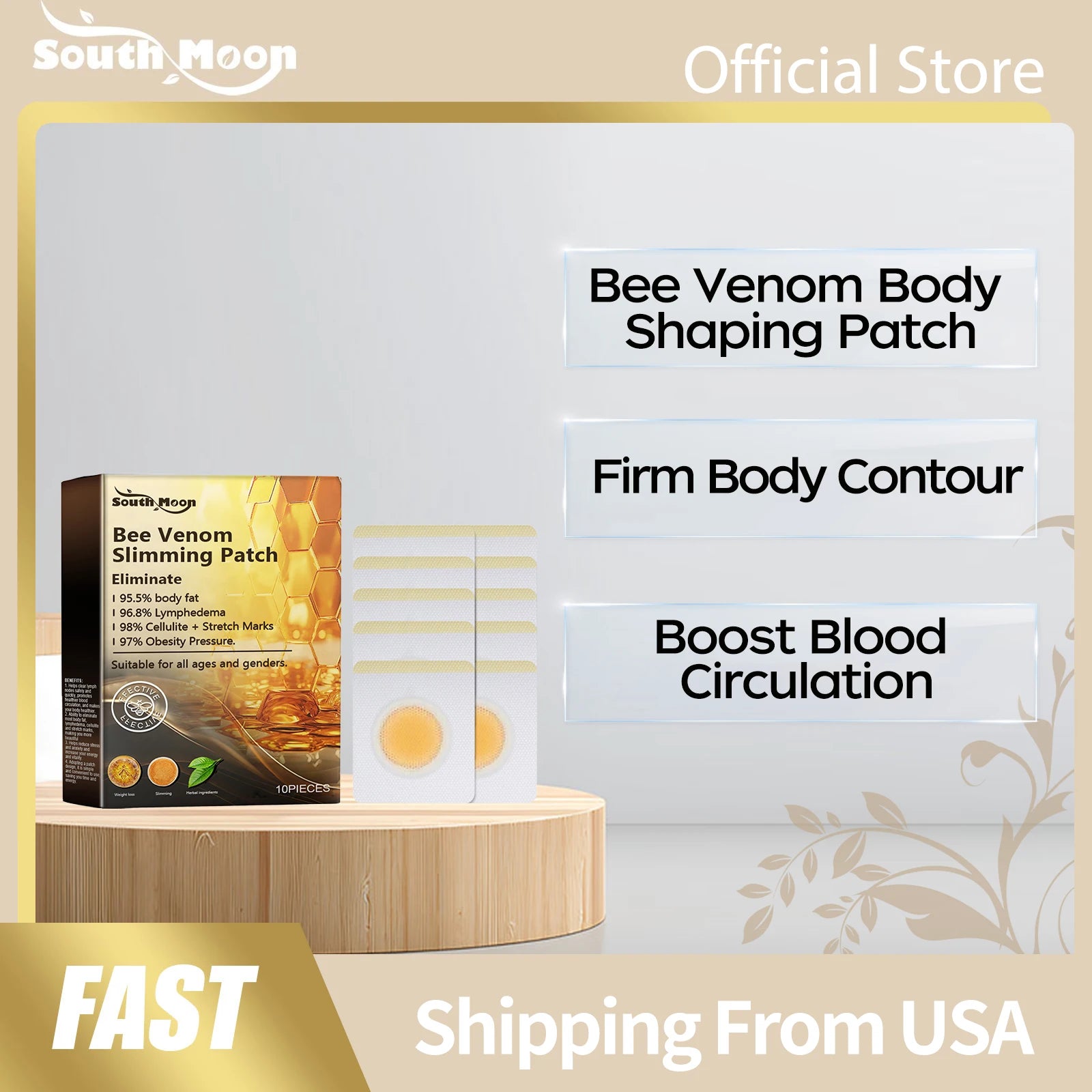 Bee Venom Body Shaping Patch Tighten Skin Firm Body Contour Improve Elasticity Boost Blood Circulation Gentle Skin Firm Patches