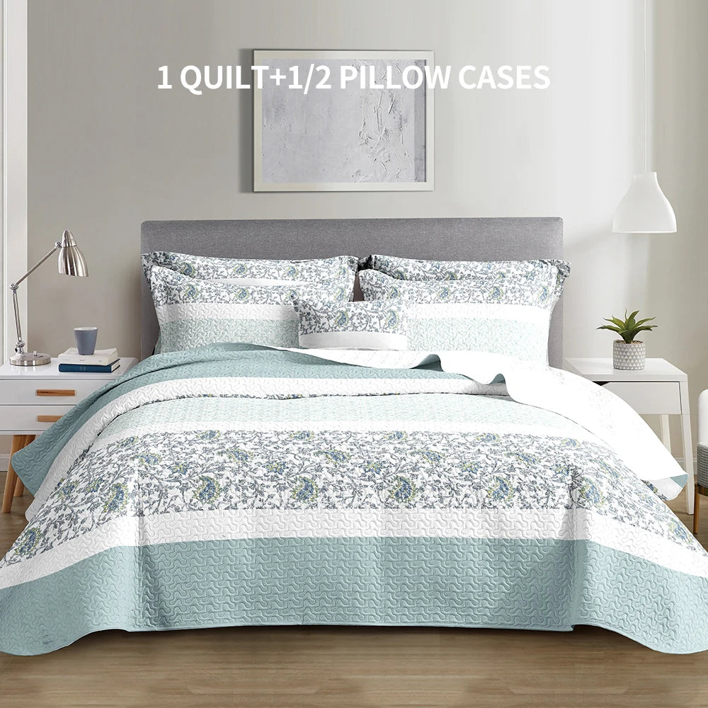 Bed Cover Set Queen Size, universal for 4 seasons (1 bed cover, 1-2 pillowcases), suitable for bedroom, guest room, hotel, etc.