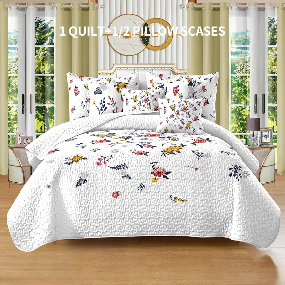 Bed Cover Set Queen Size, universal for 4 seasons (1 bed cover, 1-2 pillowcases), suitable for bedroom, guest room, hotel, etc.