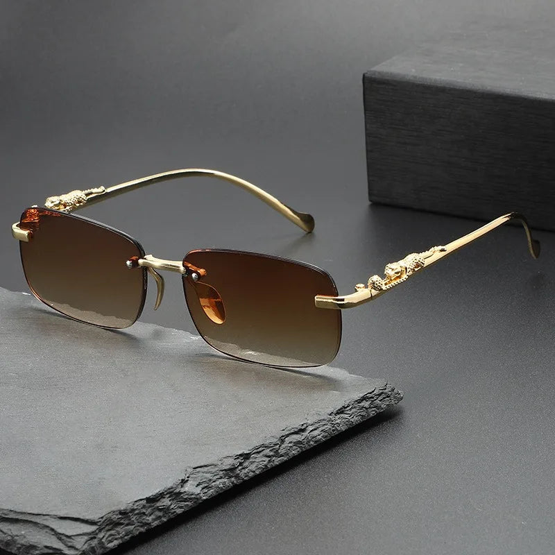 Rimless Sunglasses Oval Fashion Metal Eyeglasses Women Men Shades Square Sun Glasses For Female Male Summer Traveling Oculo