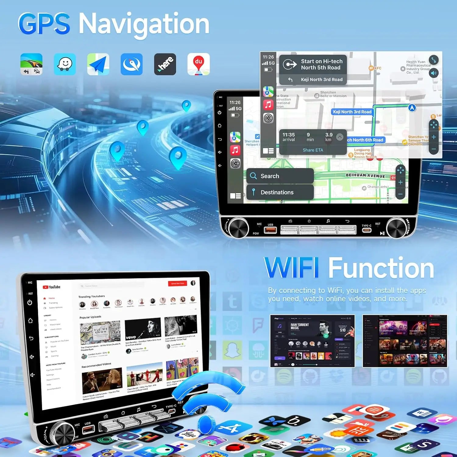 4G+64G Android 13 Car Stereo for Toyota Tacoma 2005 to 2015 Radio with Carplay Android Auto, 10.1" Dual Knobs Keybutton Screen for Tacoma Head Unit/GPS/FM RDS/EQ/DSP/Backup Camera