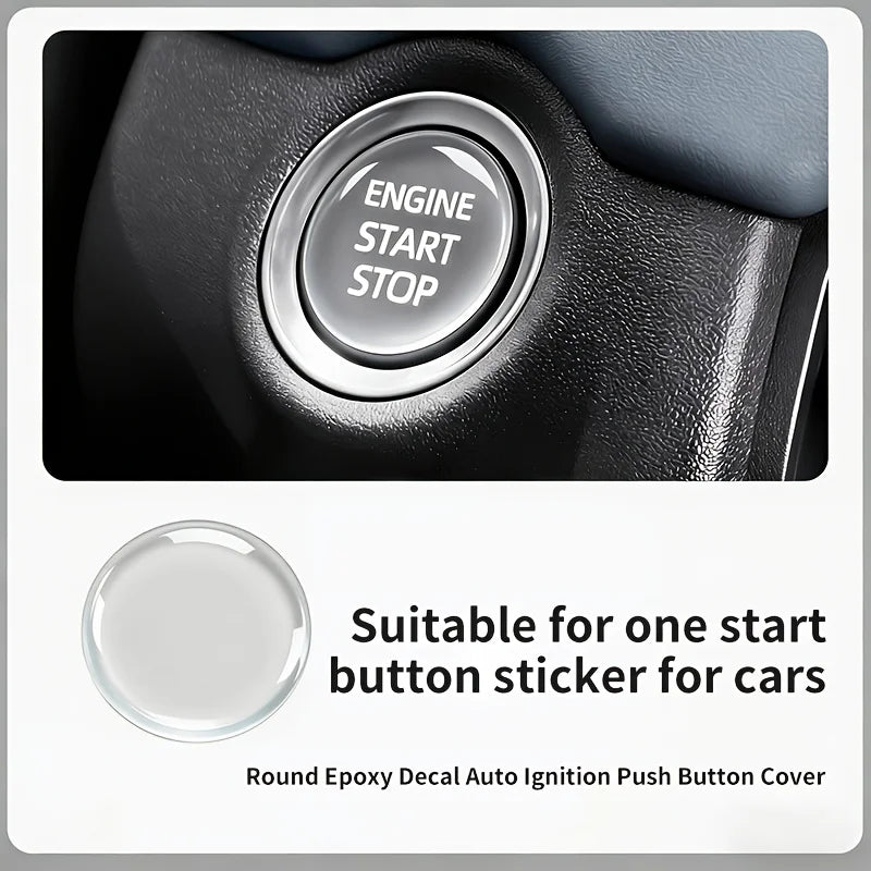 Crystal Transparent Protective Sticker for Car Ignition Switch Button, Suitable for Start/Stop Button Protection Sticker