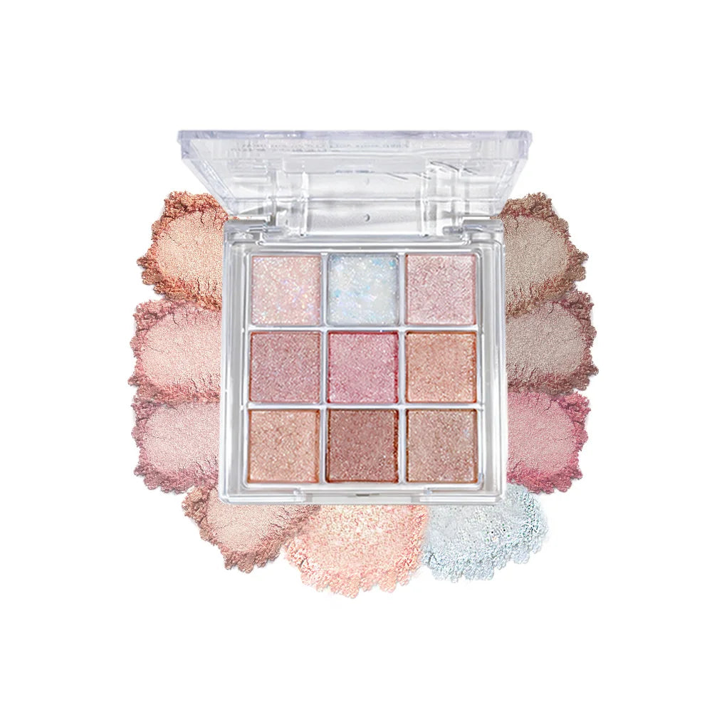 Nine-Color Eyeshadow Palette With Pearl, Fine Sparkle, Layerable Shimmer, Bright Glitter And Vibrant Colors New For Unisex