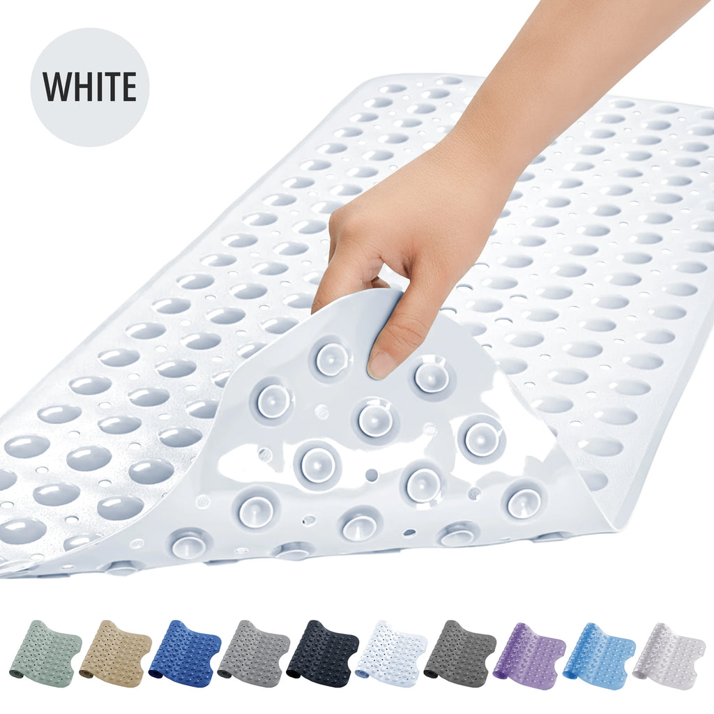 Lux Decor Collection Extra-Large 40x16" Bathtub Mat – Non-Slip Shower Mat with Suction Cups & Drain Hole-  Machine Washable Mat