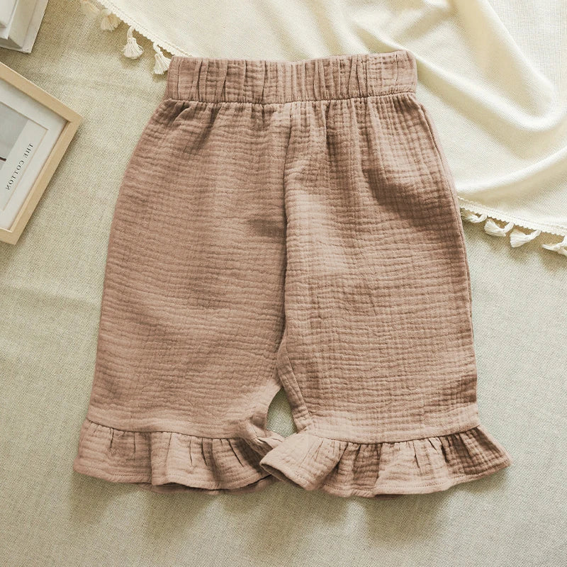 100% Cotton Girls Flared Pants Summer New Style Children's Solid Color Casual And Comfortable Ankle-Length Trousers TZ68
