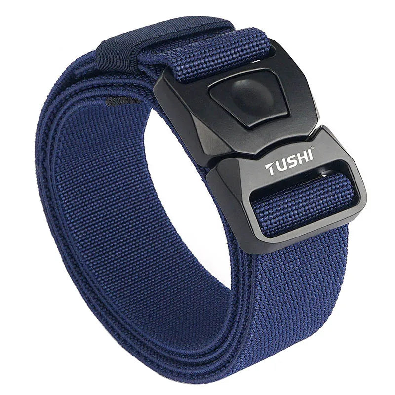 VATLTY New Men's Elastic Belt Matte Black Alloy Buckle Quick Release Tactical Outdoor Belt Military Army Girdles Male Waistband