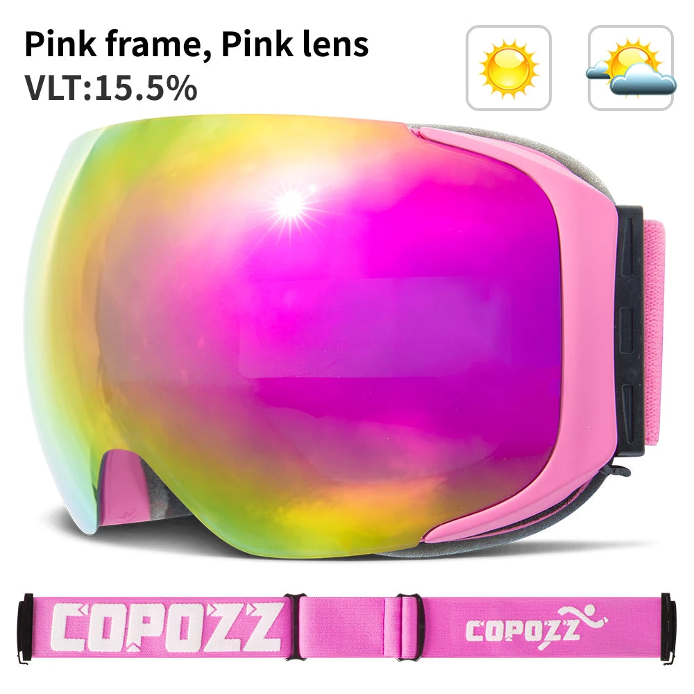 COPOZZ Brand Ski Goggles Replaceable Magnetic Lenses UV400 Anti-fog Snow Ski Mask Skiing Men Women Snowboard Goggles GOG-2181