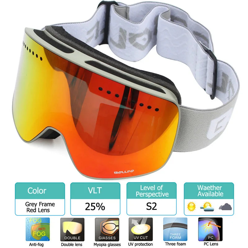 Ski Goggles with Magnetic Double Layer polarized Lens Skiing Anti-fog UV400 Snowboard Goggles Men Women Ski Glasses Eyewear case