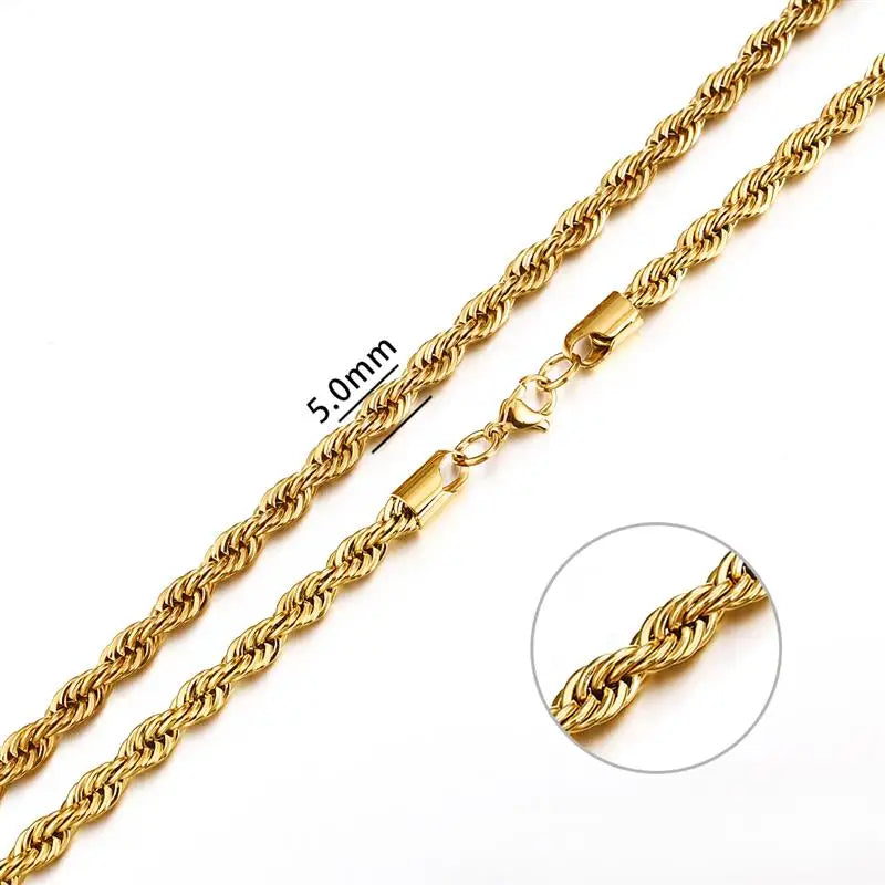 Jiayiqi 2mm-7mm Rope Chain Necklace Stainless Steel Never Fade Waterproof Choker Men Women Jewelry Silver Color Chains Gift