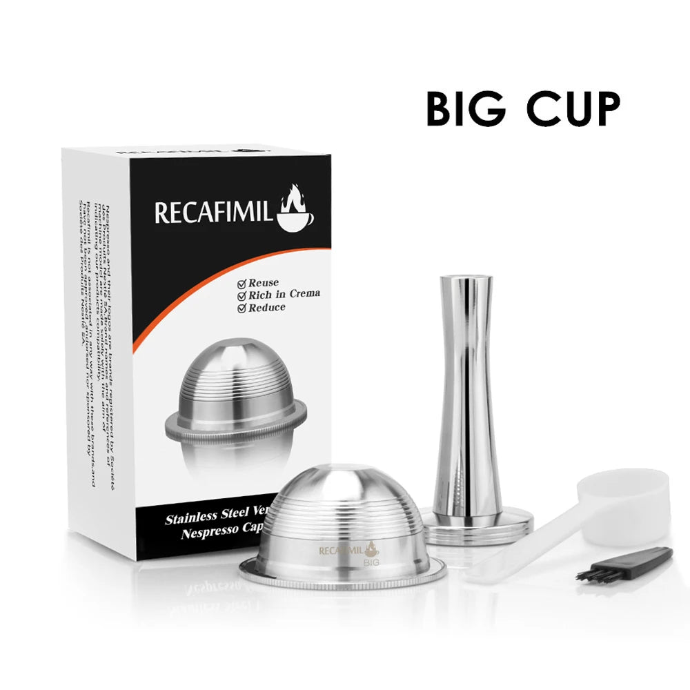 ICafilas Espresso Capsulas Recargables Nespresso Vertuoline & Vertuo Stainless Steel (G2) Refillable Capsule Reusable Filter ODS